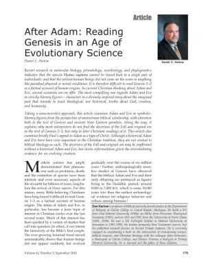 After Adam: Reading Genesis in an Age of Evolutionary Science Daniel C