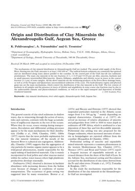 Origin and Distribution of Clay Mineralsin the Alexandroupolis Gulf, Aegean Sea, Greece