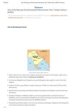 Arts of the Mauryan Period-Important Mouniments: Part 1 (Indian Culture – NCERT)
