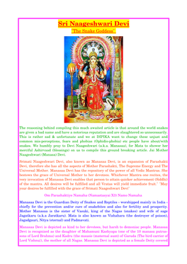 Naageshwari Devi "The Snake Goddess"