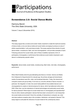 Screendance 2.0: Social Dance-Media