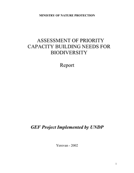 ASSESSMENT of PRIORITY CAPACITY BUILDING NEEDS for BIODIVERSITY Report