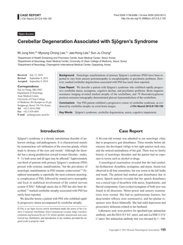 Cerebellar Degeneration Associated with Sjögren's Syndrome