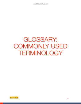 Glossary: Commonly Used Terminology