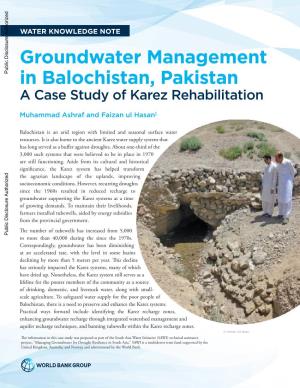 Groundwater Management in Balochistan, Pakistan