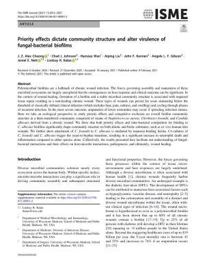 Priority Effects Dictate Community Structure and Alter Virulence of Fungal-Bacterial Bioﬁlms