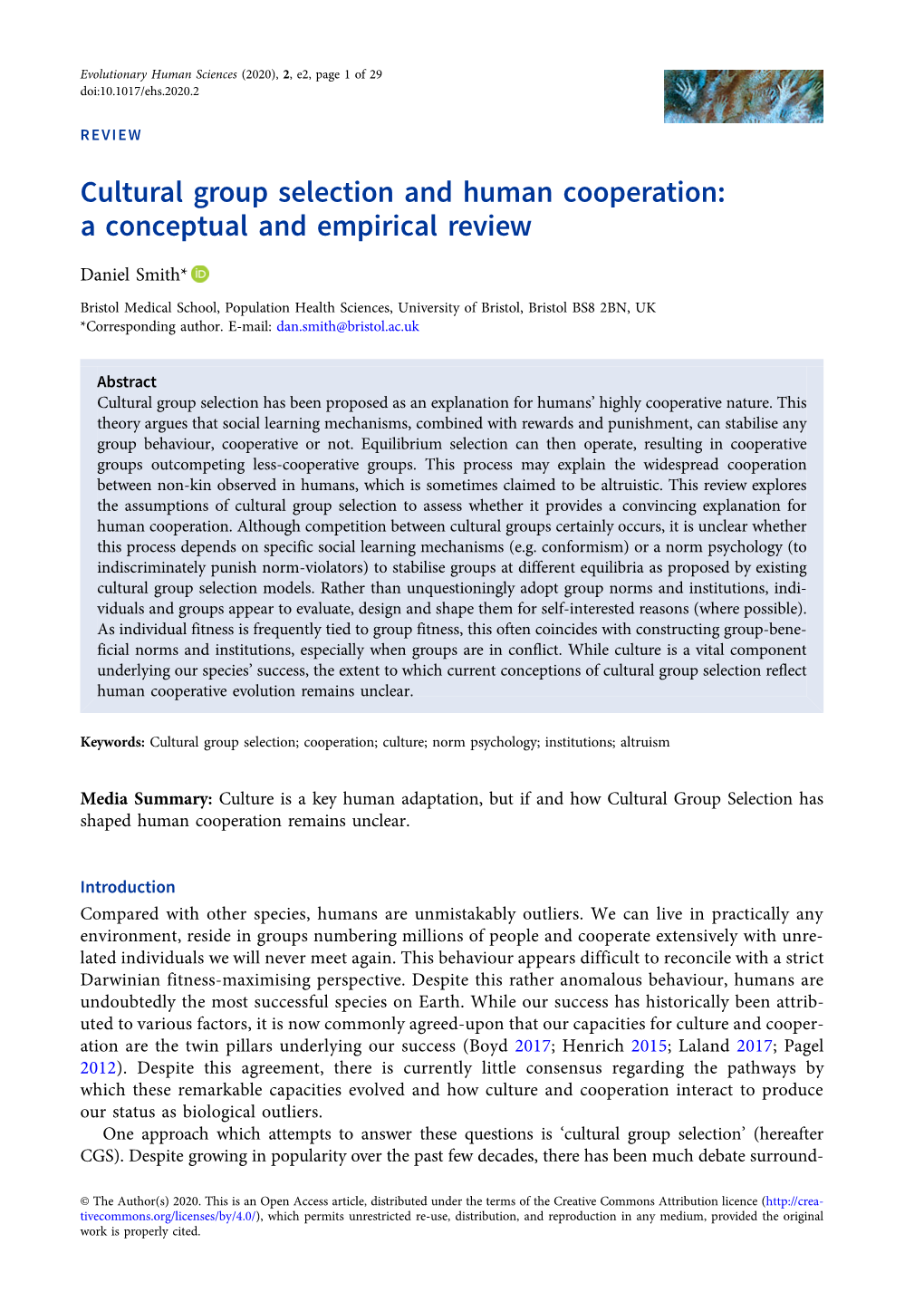 Cultural Group Selection and Human Cooperation: a Conceptual and Empirical Review