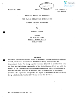 Lces .CM 1991 PAPER PROGRESS REPORT ON