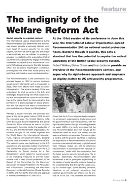 The Indignity of the Welfare Reform