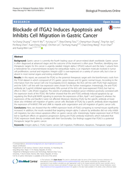 Blockade of ITGA2 Induces Apoptosis and Inhibits Cell Migration In