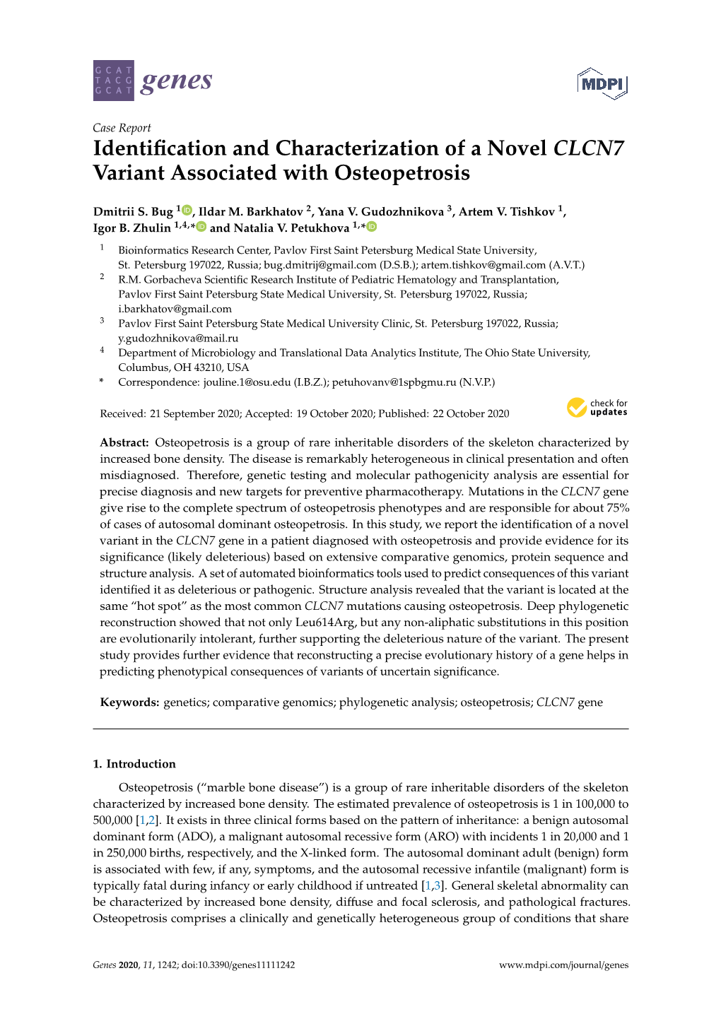 Identification and Characterization of a Novel CLCN7 Variant Associated