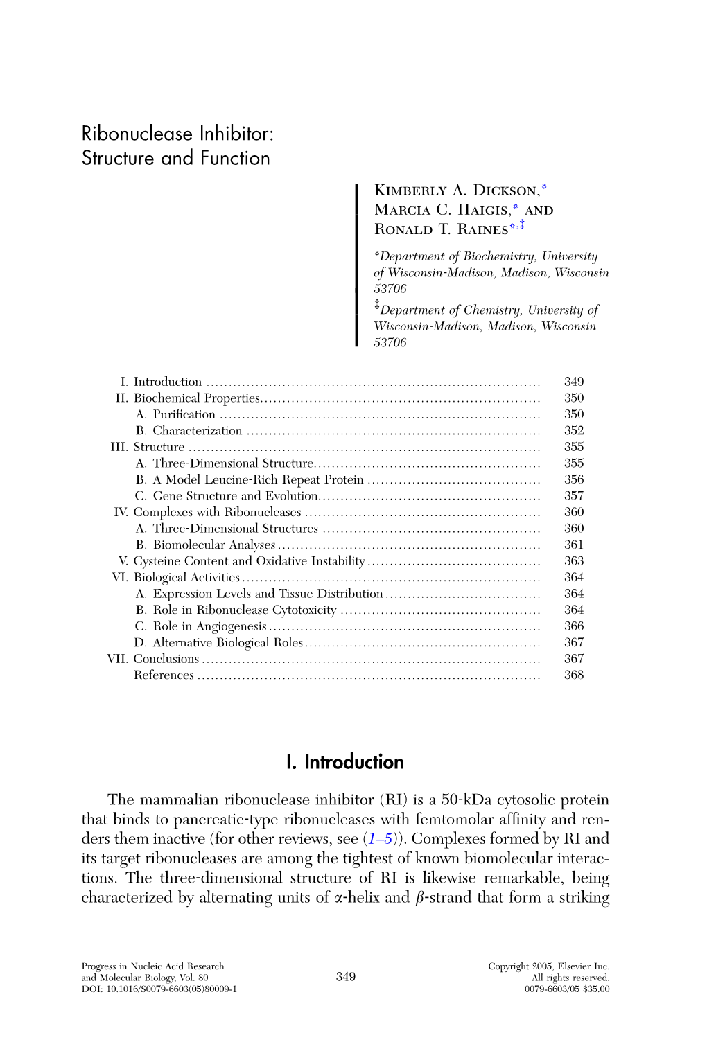 Ribonuclease Inhibitor: Structure and Function Kimb Erly A