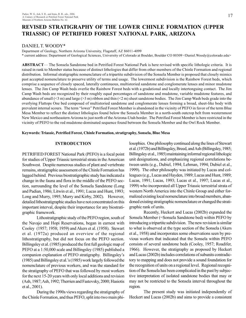 Revised Stratigraphy of the Lower Chinle Formation (Upper Triassic) of Petrified Forest National Park, Arizona