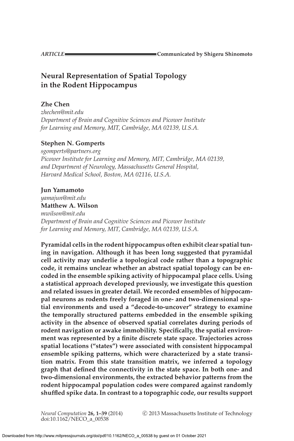 Neural Representation of Spatial Topology in the Rodent Hippocampus