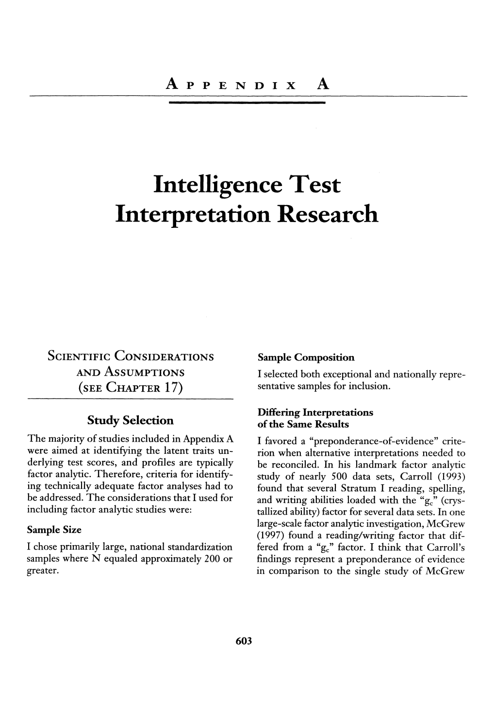 Intelligence Test Interpretation Research