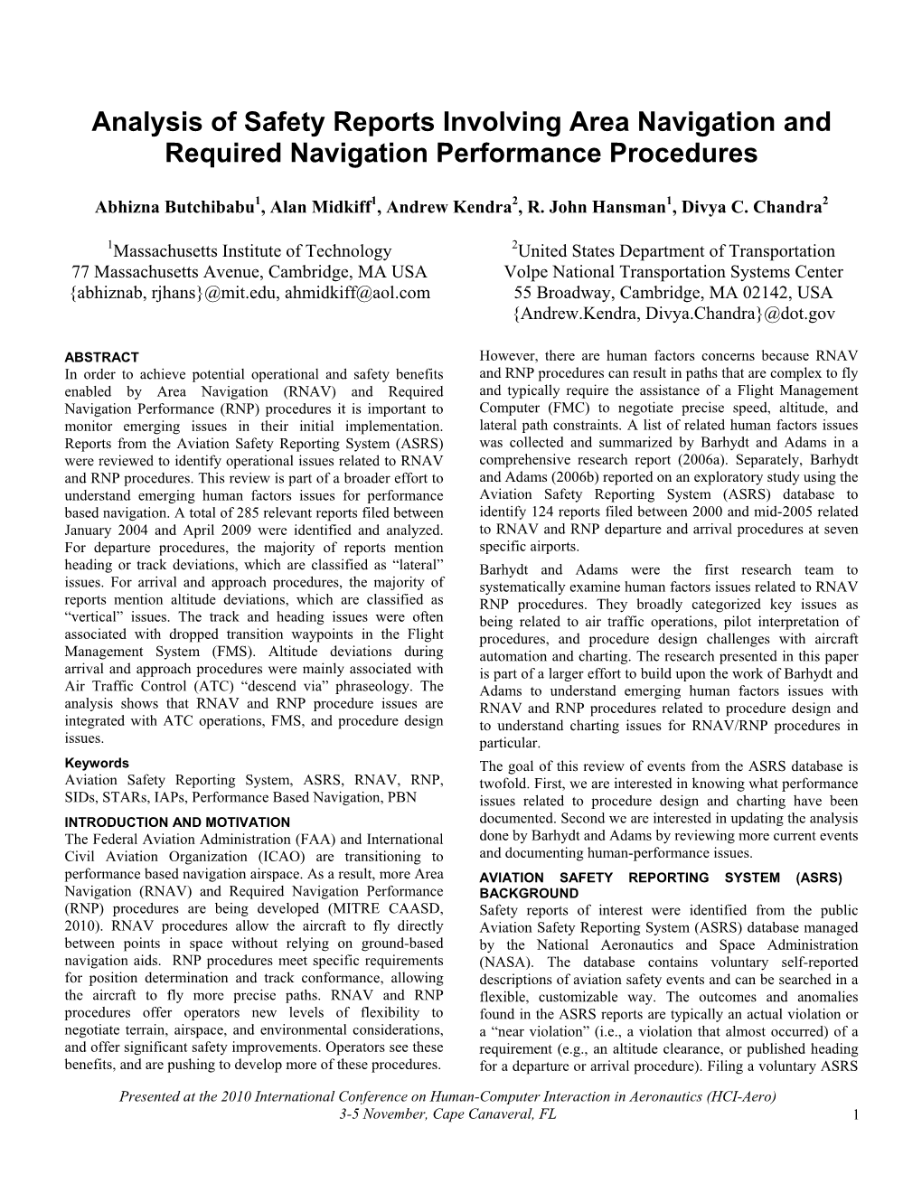 Analysis of Safety Reports Involving Area Navigation and Required Navigation Performance Procedures