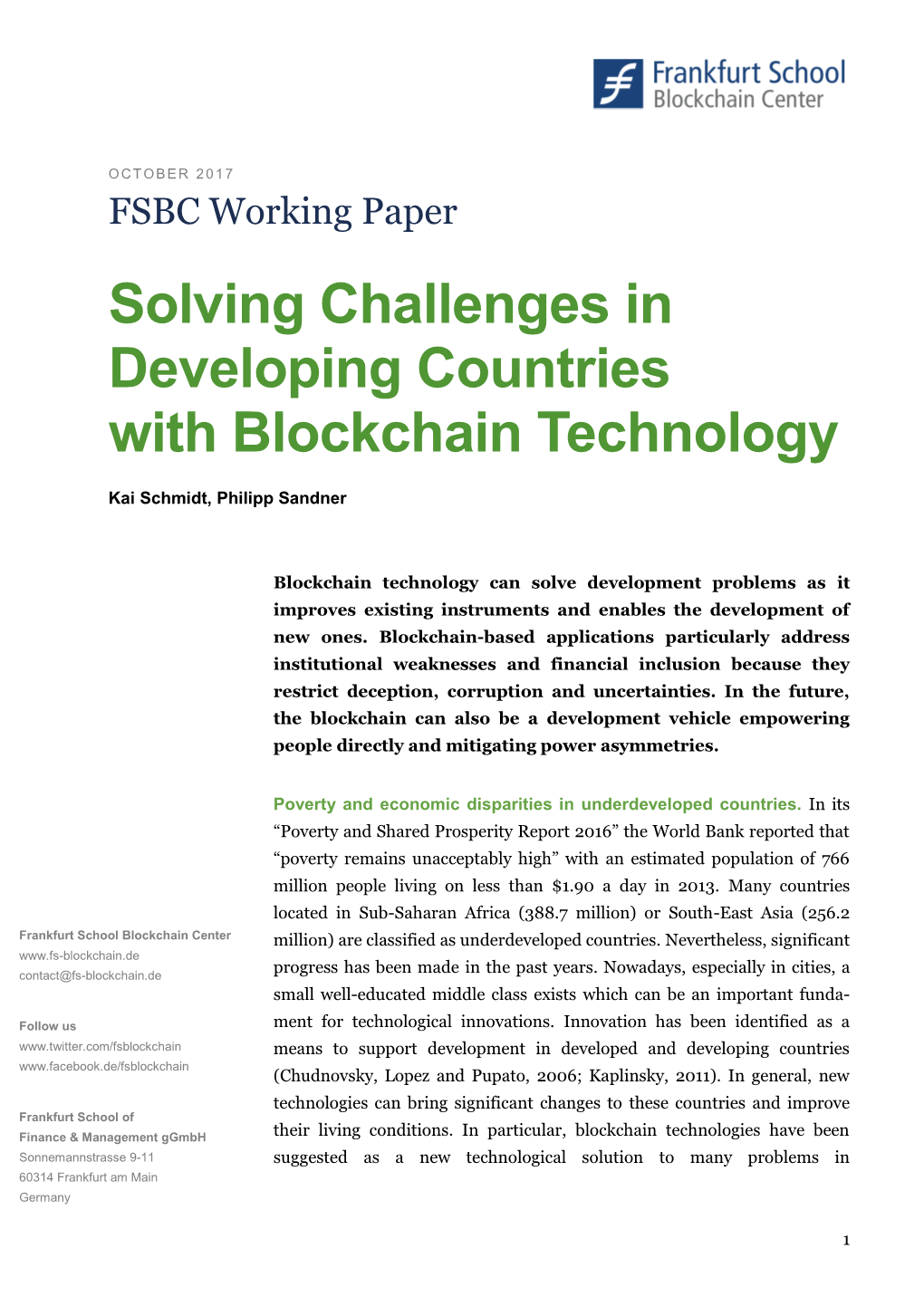 Solving Challenges in Developing Countries with Blockchain Technology