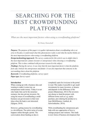 Searching for the Best Crowdfunding Platform
