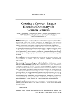 Creating a German–Basque Electronic Dictionary for German
