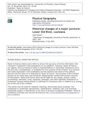 Physical Geography Historical Changes of a Major Juncture: Lower