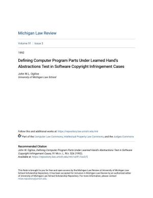 Defining Computer Program Parts Under Learned Hand's Abstractions Test in Software Copyright Infringement Cases