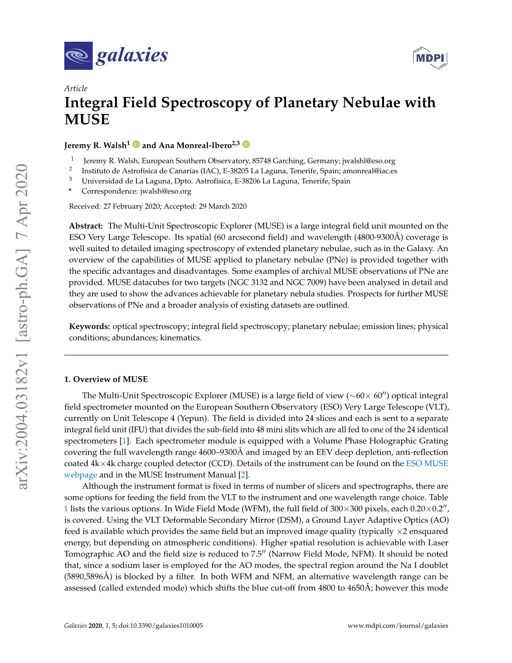 Integral Field Spectroscopy of Planetary Nebulae with MUSE