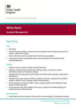 White Spirit Incident Management