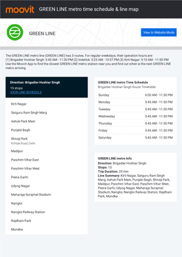 GREEN LINE Metro Time Schedule & Line Route