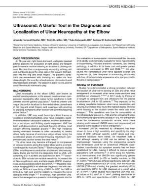 Ultrasound: a Useful Tool in the Diagnosis and Localization of Ulnar Neuropathy at the Elbow
