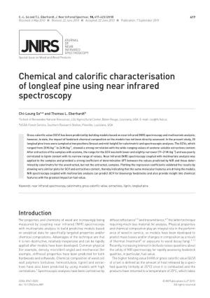 Chemical and Calorific Characterisation of Longleaf Pine