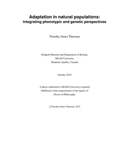Adaptation in Natural Populations: Integrating Phenotypic and Genetic Perspectives