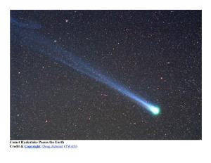 Comet Hyakutake Passes the Earth Credit & Copyright: Doug Zubenel