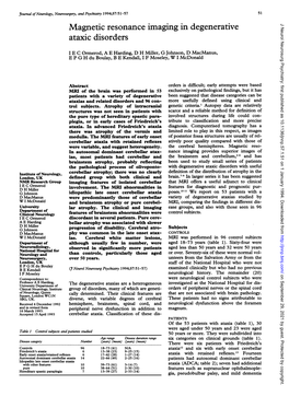 Magnetic Resonance Imaging in Degenerative J Neurol Neurosurg Psychiatry: First Published As 10.1136/Jnnp.57.1.51 on 1 January 1994