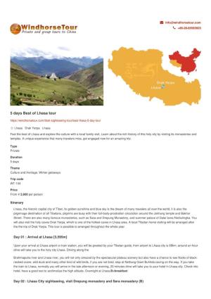 5 Days Best of Lhasa Tour