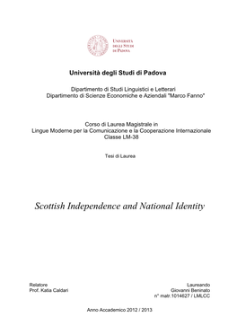 Scottish Independence and National Identity