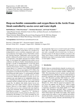 Deep-Sea Benthic Communities and Oxygen Fluxes in the Arctic Fram