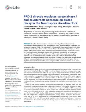 PRD-2 Directly Regulates Casein Kinase I and Counteracts Nonsense