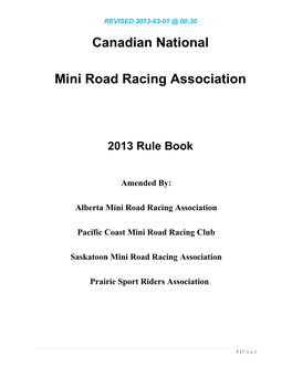 Canadian National Mini Road Racing Association