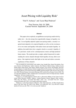 Asset Pricing with Liquidity Risk∗