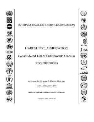 HARDSHIP CLASSIFICATION Consolidated List of Entitlements