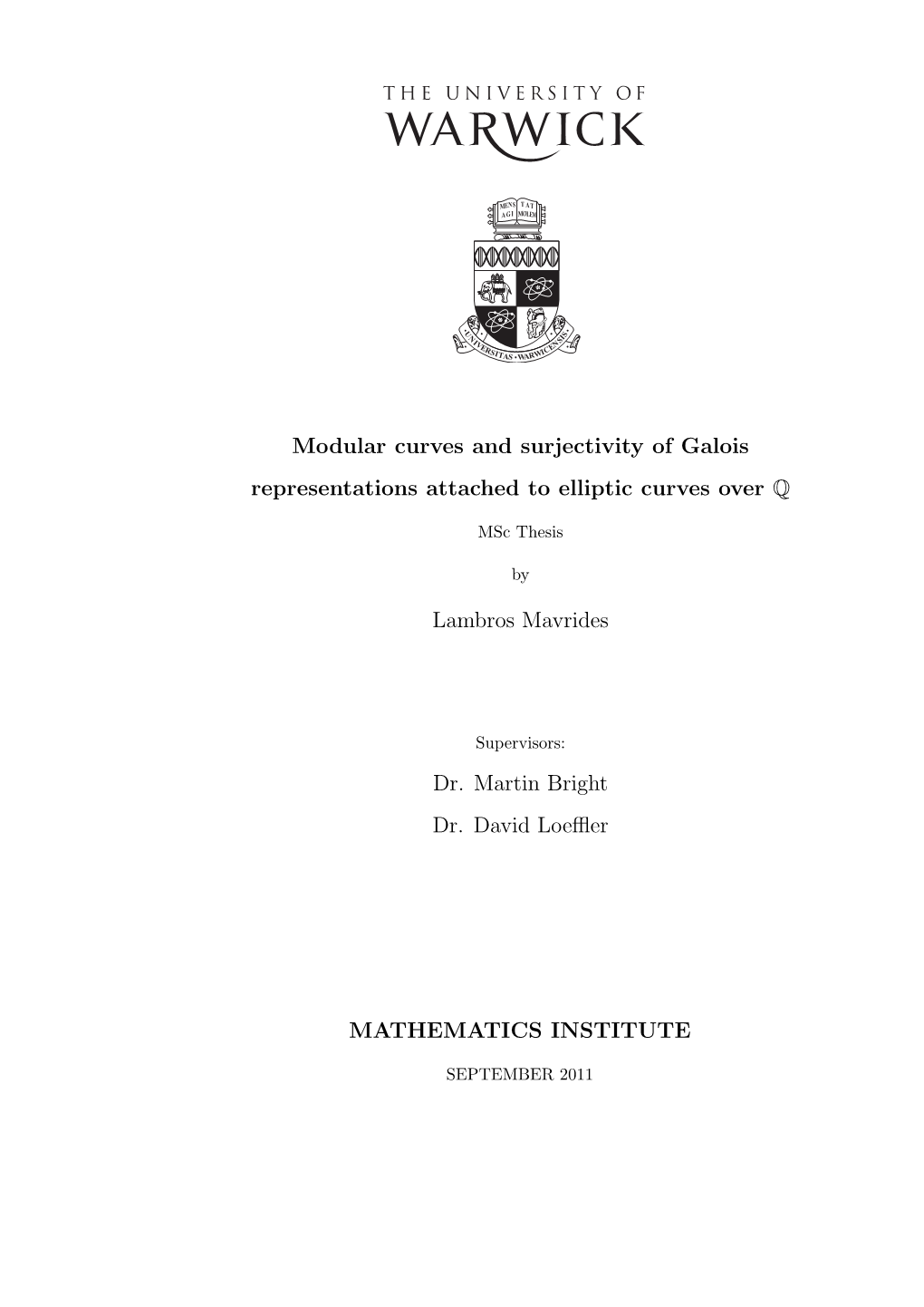 Modular Curves and Surjectivity of Galois Representations Attached to Elliptic Curves Over Q