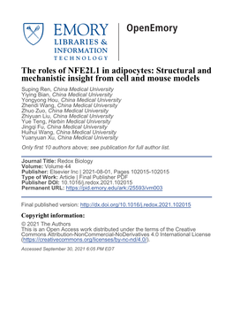 The Roles of NFE2L1 in Adipocytes