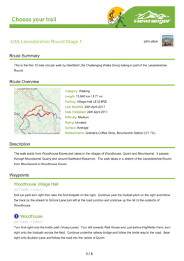 U3A Leicestershire Round Stage 1 John Alton