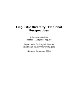 Linguistic Diversity: Empirical Perspectives