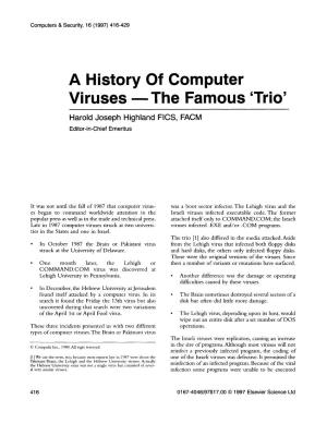 A History of Computer Viruses -The Famous ‘Trio’