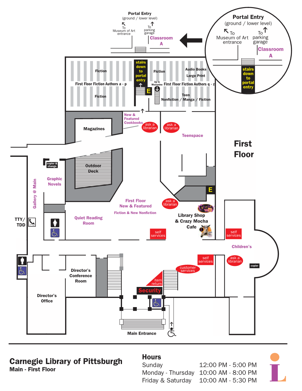 First Floor Fiction Authors a - P Mezzanine First Floor Fiction Authors Q - Z Portal Entry E Fiction Teen E Nonfiction / Manga / Fiction