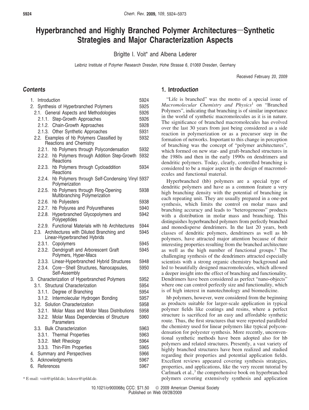 Hyperbranched and Highly Branched Polymer Architecturessynthetic