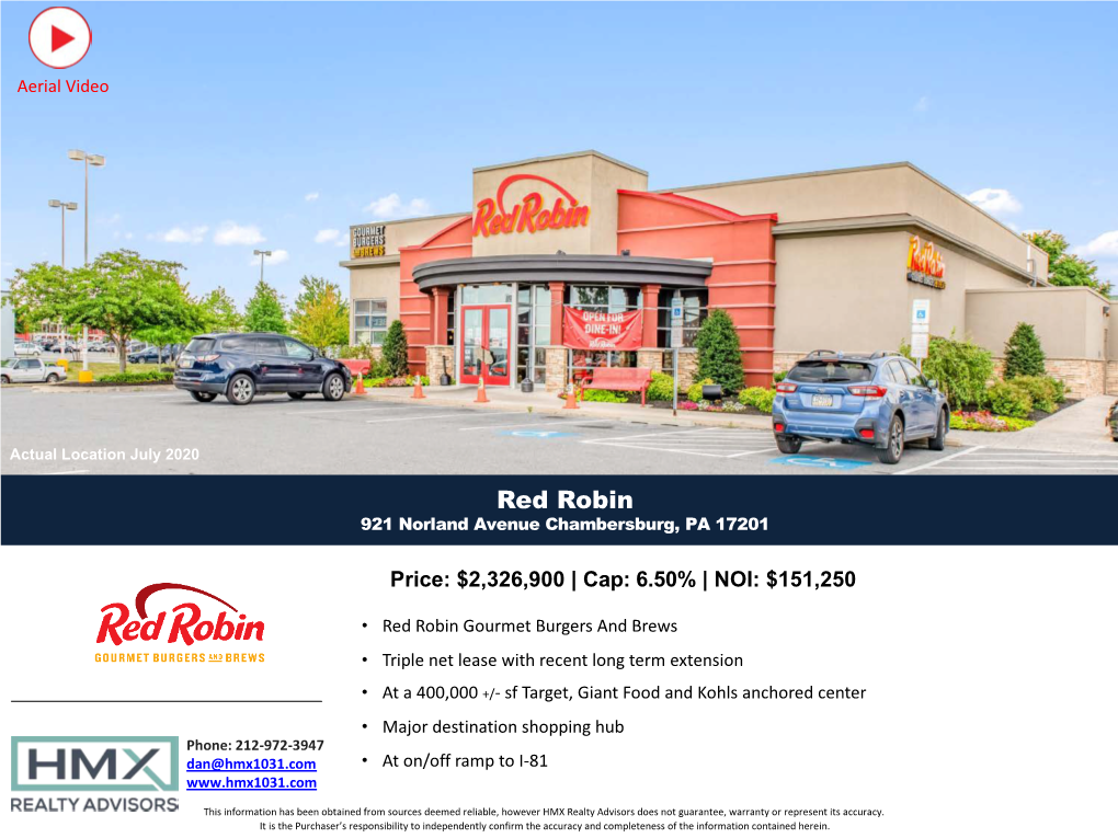 Red Robin 921 Norland Avenue Chambersburg, PA 17201