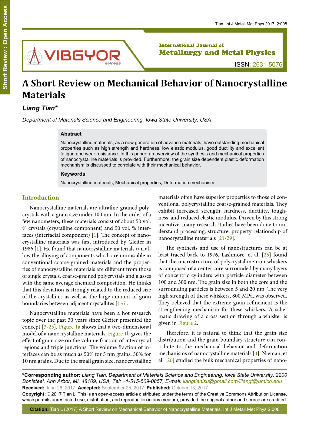 A Short Review on Mechanical Behavior of Nanocrystalline Materials