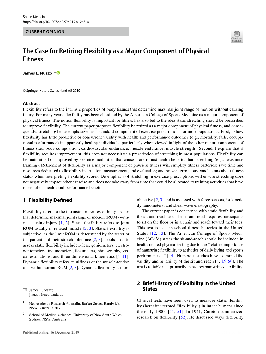 The Case for Retiring Flexibility As a Major Component of Physical Fitness